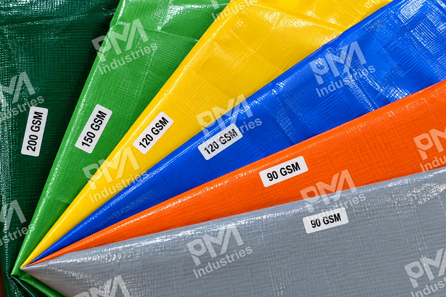 Multilayer Tarpaulin Colour Range with GSM Labels